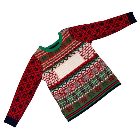 Rockin Around Nice/Naughty Sequin Message Unisex Ugly Christmas Sweater (L) - Picture 2 of 7
